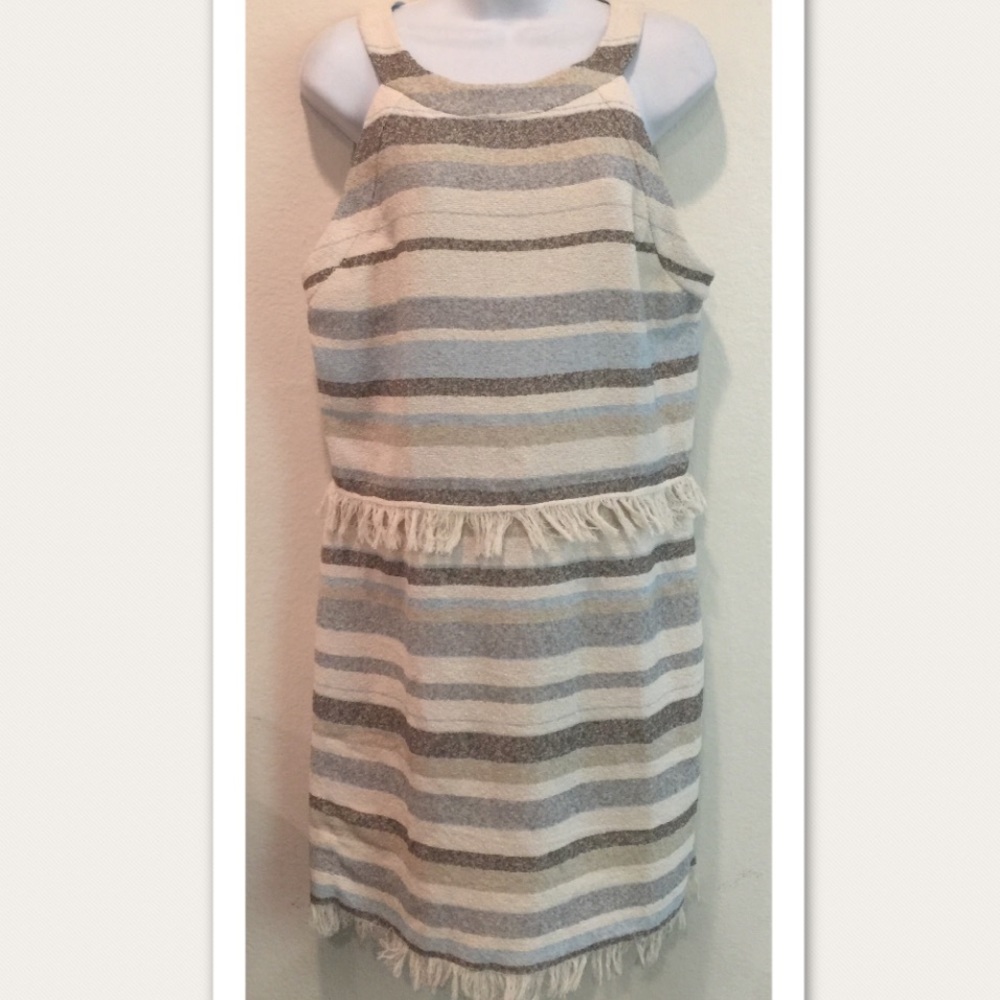 NWT Tory Burch Jane Striped Fringe Trim Dress - Picture 5 of 8